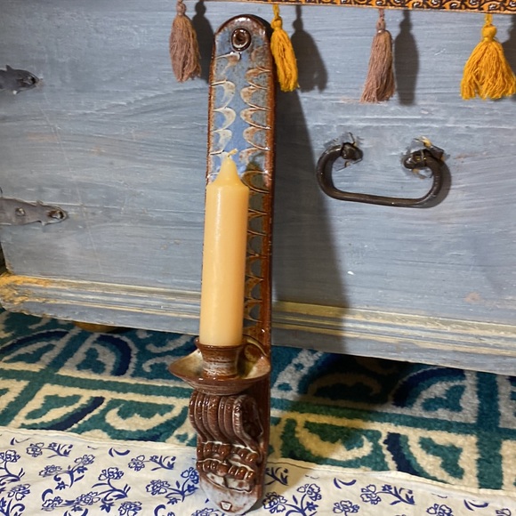 Boho Handmade Artisan Clay Pottery Candle Sconce - Picture 12 of 14
